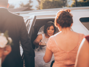 wedding day in luxurious limo